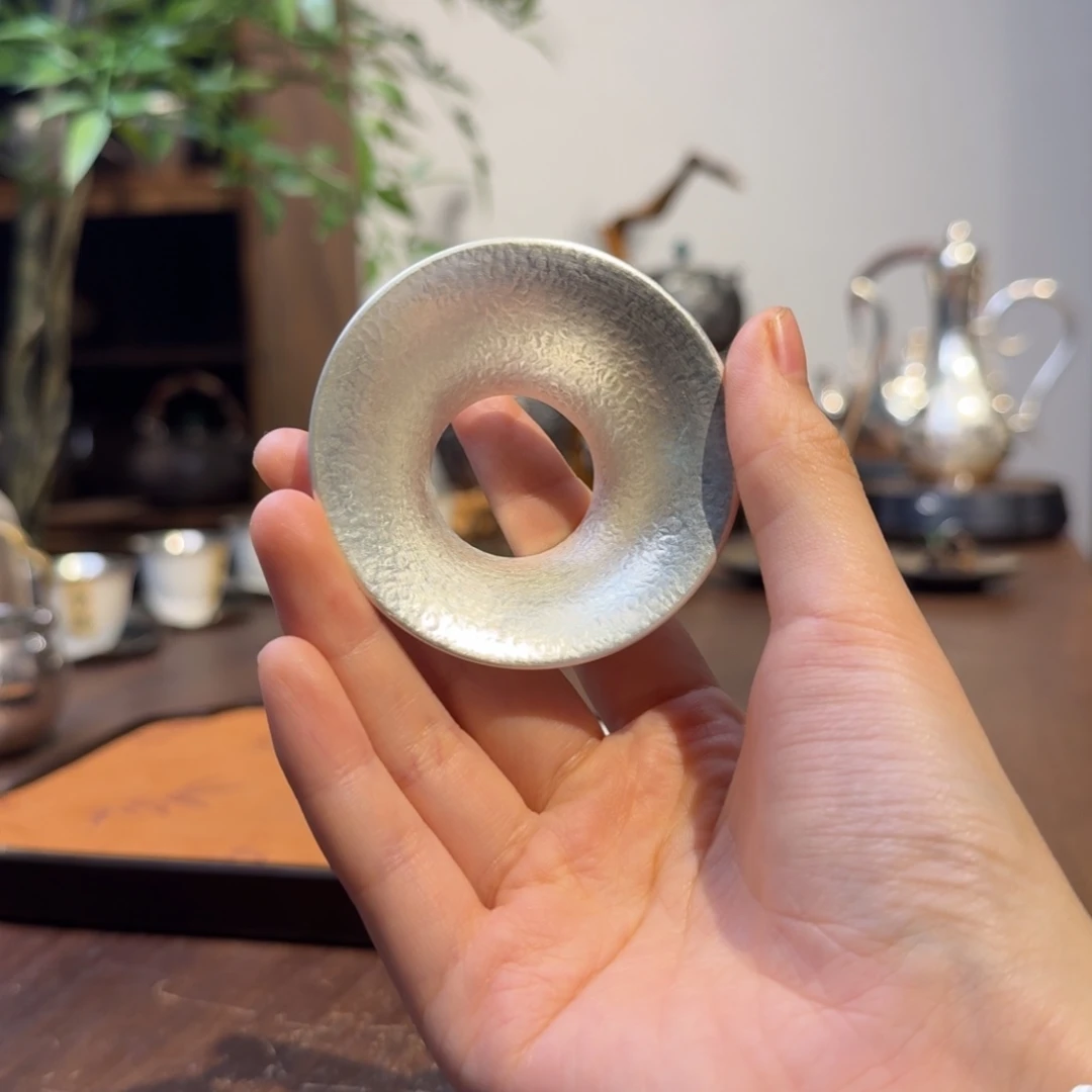 鲨***饭锤纹款纯银投茶器