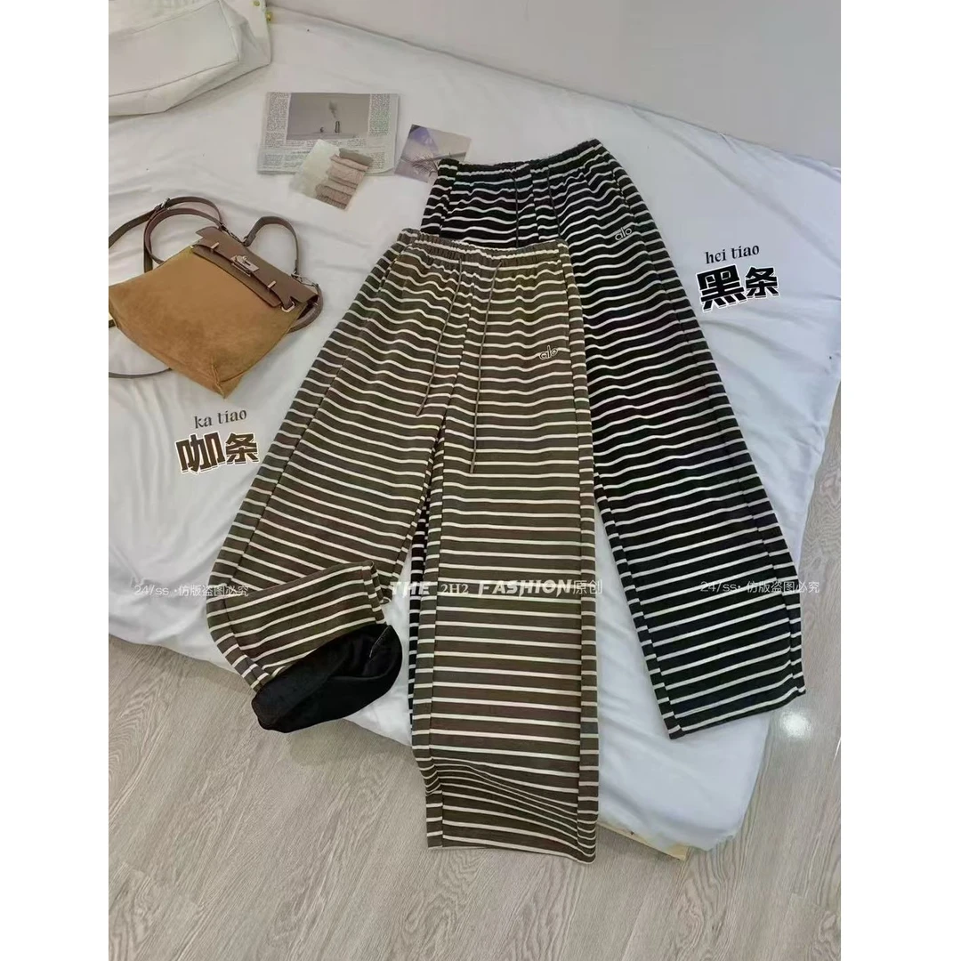 KiKi严选：22828-HF家欧货南油秋冬新款松紧腰条纹加绒休闲裤