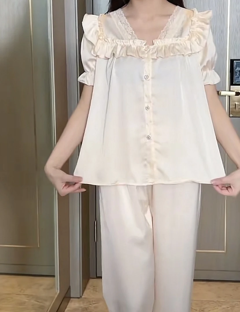 698/女款夏季短袖长裤两件套装家居服/欧盼服饰