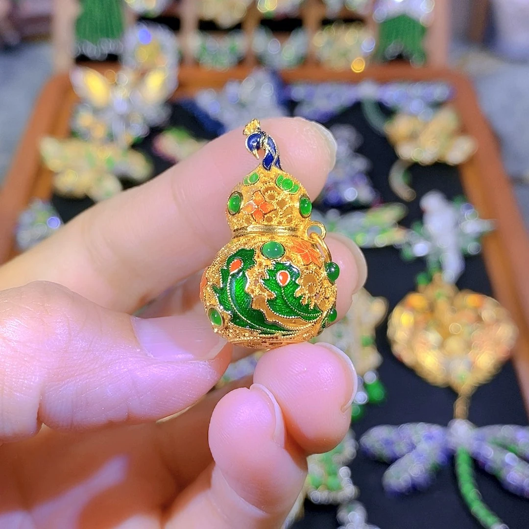 吊坠(不含链)银S925镶嵌翡翠