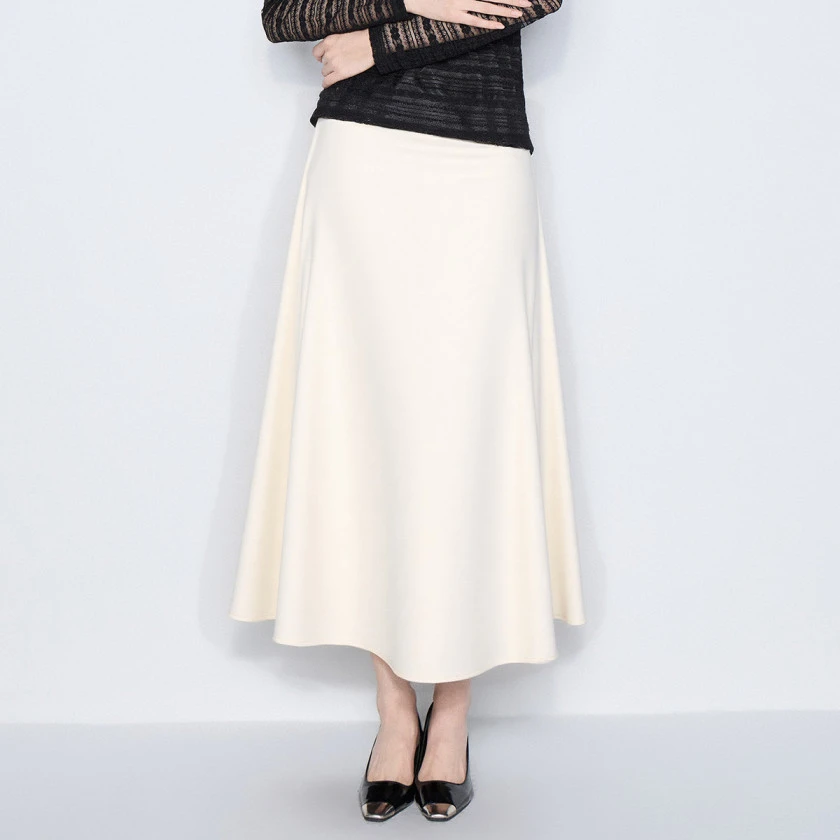 【粉丝专属】鱼尾垂感舒适中长款女式松紧腰半截裙VHSB18SKA0