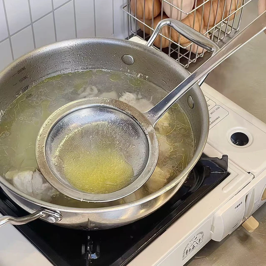 嘉点304不锈钢打沫漏勺过滤网浮沫勺厨房撇油勺细家用火锅小网筛