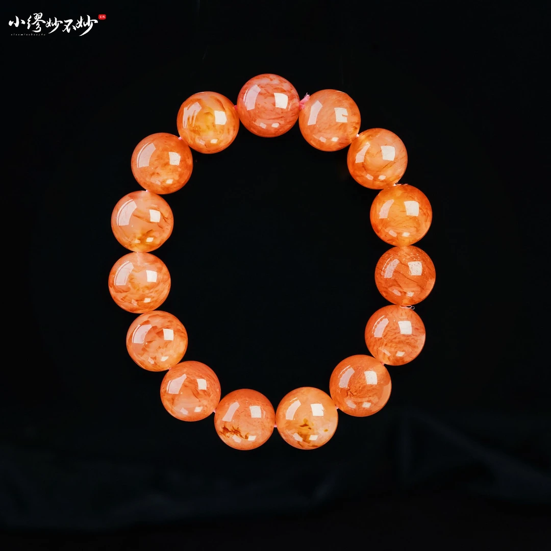 【缪老师严选】SJ1607 （必购）荔枝冻冰飘红凤羽纹手链 多样性发其一