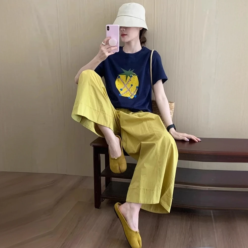 时尚套装女2025夏季新款时髦洋气宽松短袖T恤休闲阔腿裤两件套潮