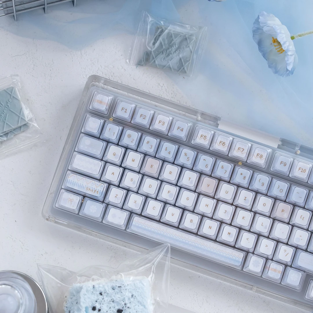 RE原创冬日来信水晶果冻键盘键帽热升华PBT+PC原厂高度适配65/75