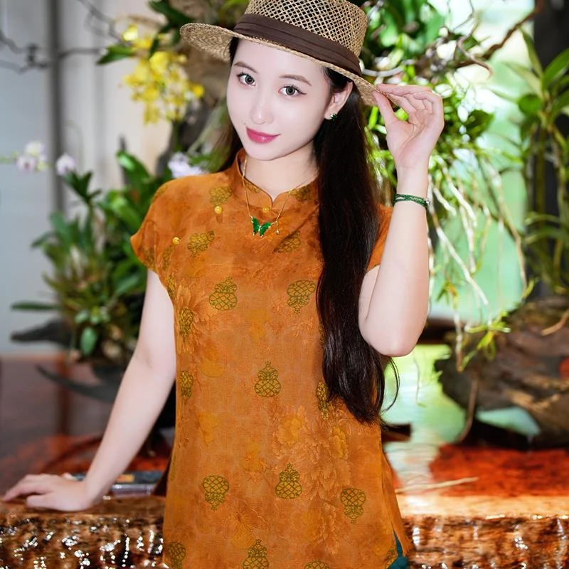 蓝大【​​瞬华​​​​】新中式桑蚕丝短袖7964