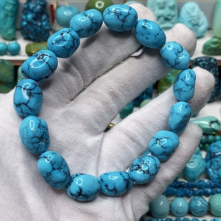 奇***烽绿松石未镶嵌天然原矿 地大质检