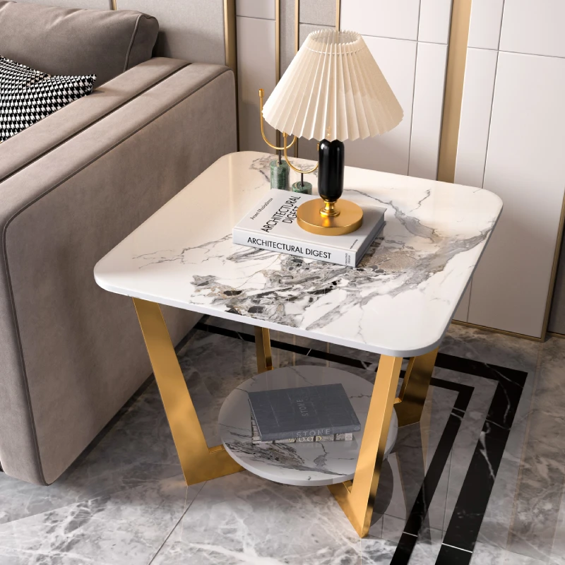 角几客厅沙发边几轻奢岩板边桌创意置物台小茶几茶边桌子卧室