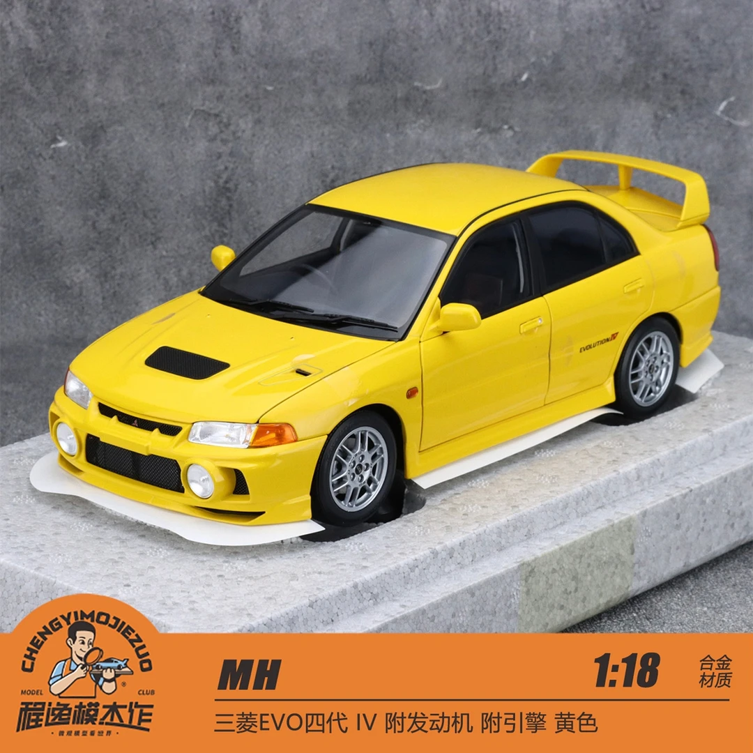 MH 1:18 三菱EVO四代 IV 附发动机 附引擎 黄色 合金车模