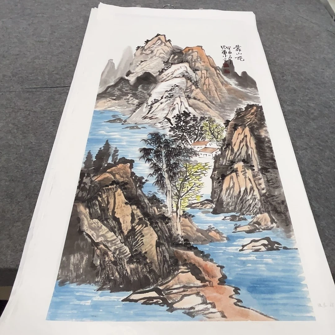 大***A国画张东老师三尺山水作品旭