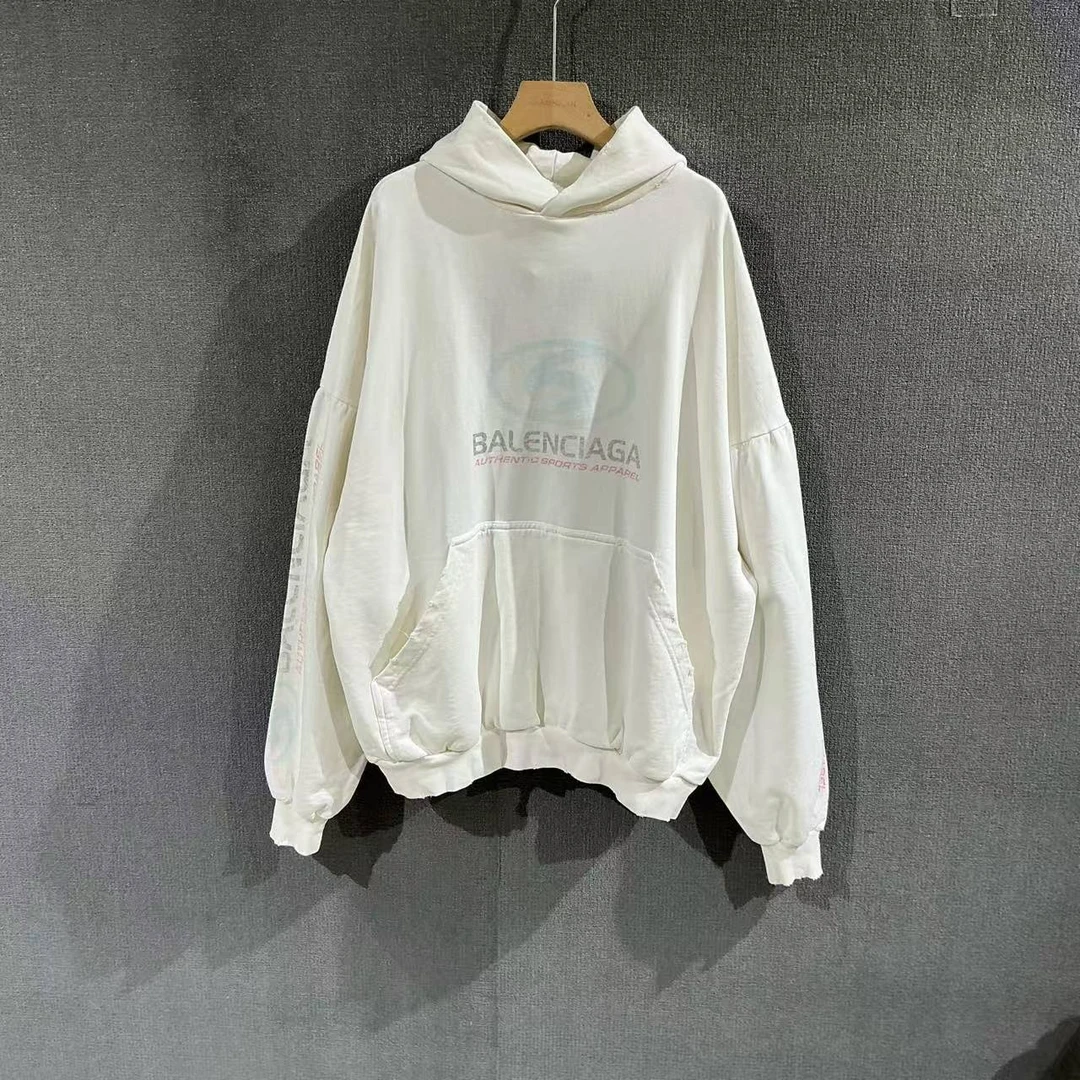 未使用 Balenciaga/巴黎世家 （pm）模糊冲浪印花帽衫 带吊1码/0595