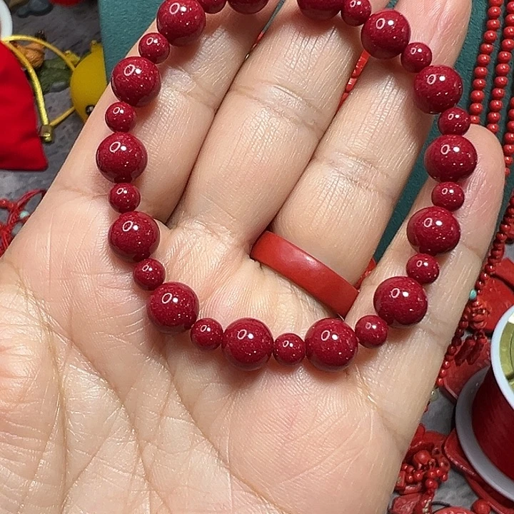 天然辰砂红晶砂手串