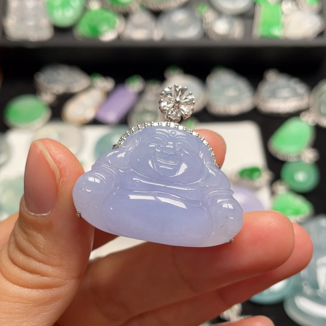 翡翠颈饰18K金镶嵌佛公