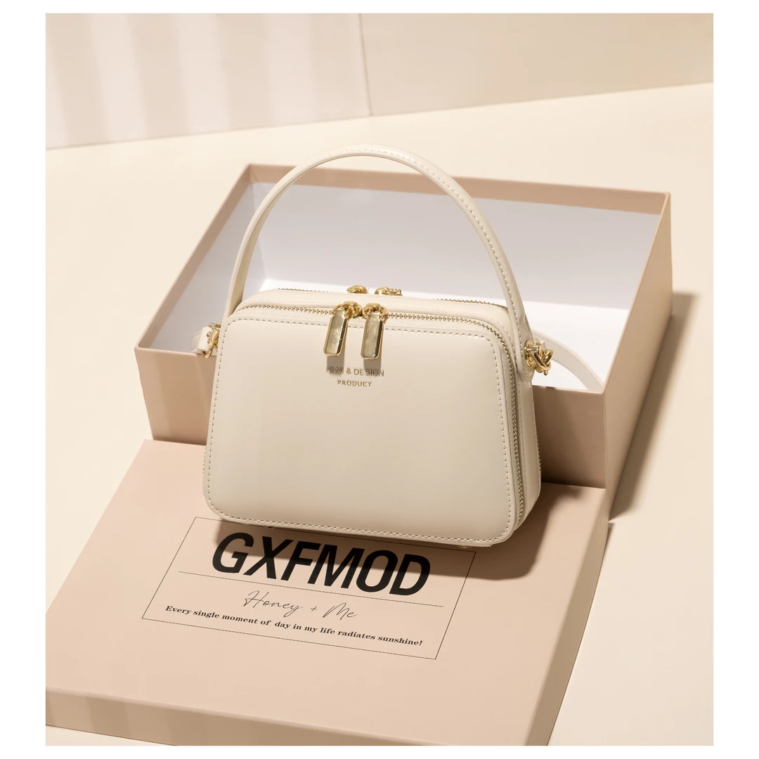 GXFMOD原创设计复古牛皮女包2025高级感手提小方包百搭单肩斜挎包