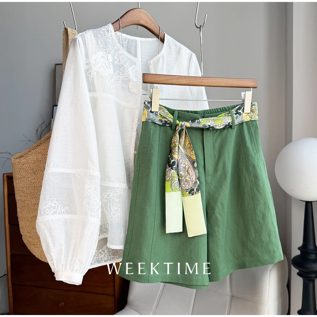 【绿野仙踪】凉爽透气丝麻无束缚显瘦时尚短裤12628051
