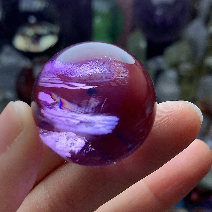 水晶天然紫水晶阿塞海胆花摆件球未镶嵌