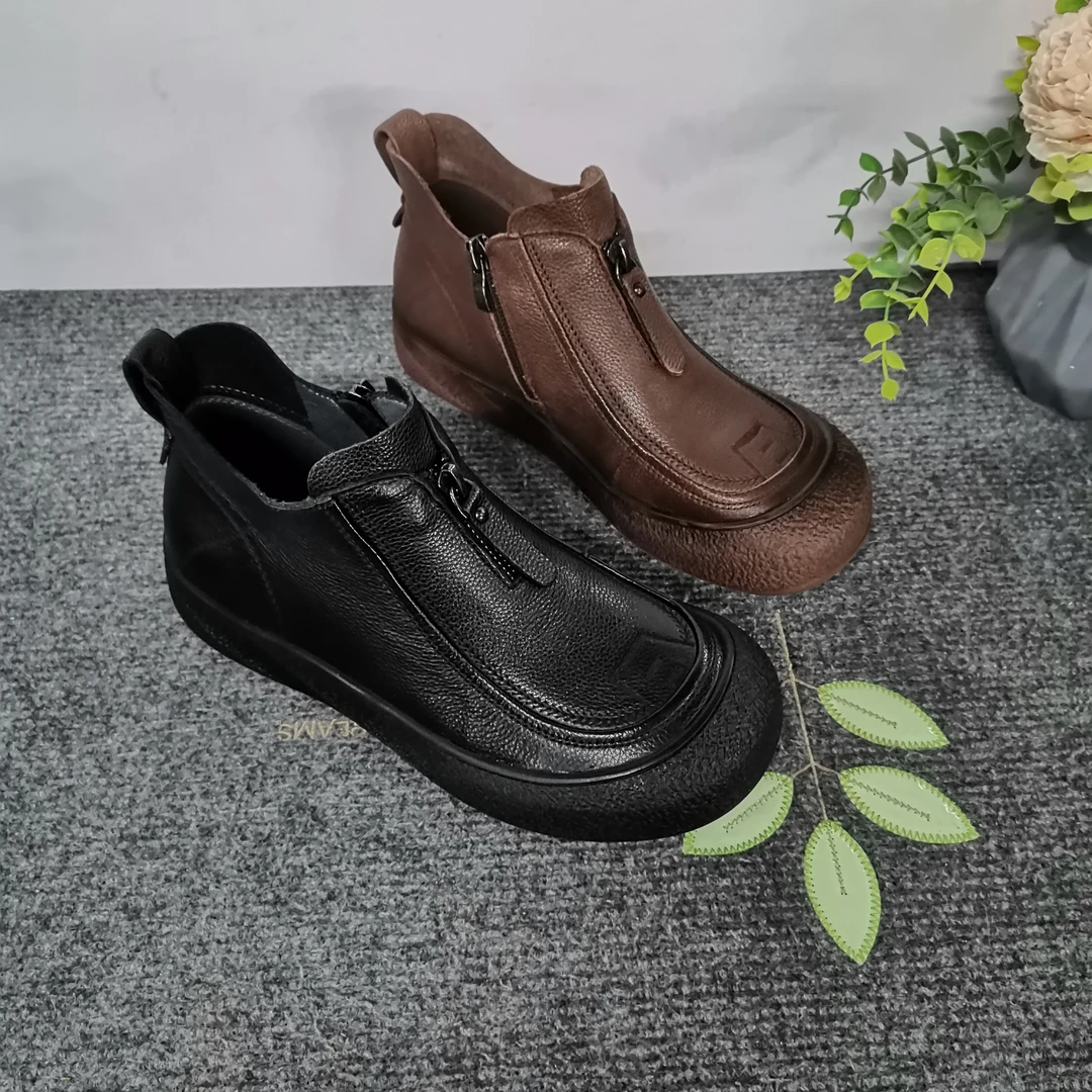 牛皮女士妈妈鞋单鞋平底鞋舒适百搭休闲鞋