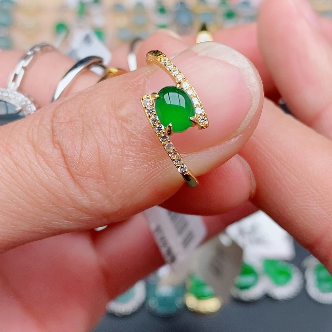 银S925镶嵌戒指翡翠