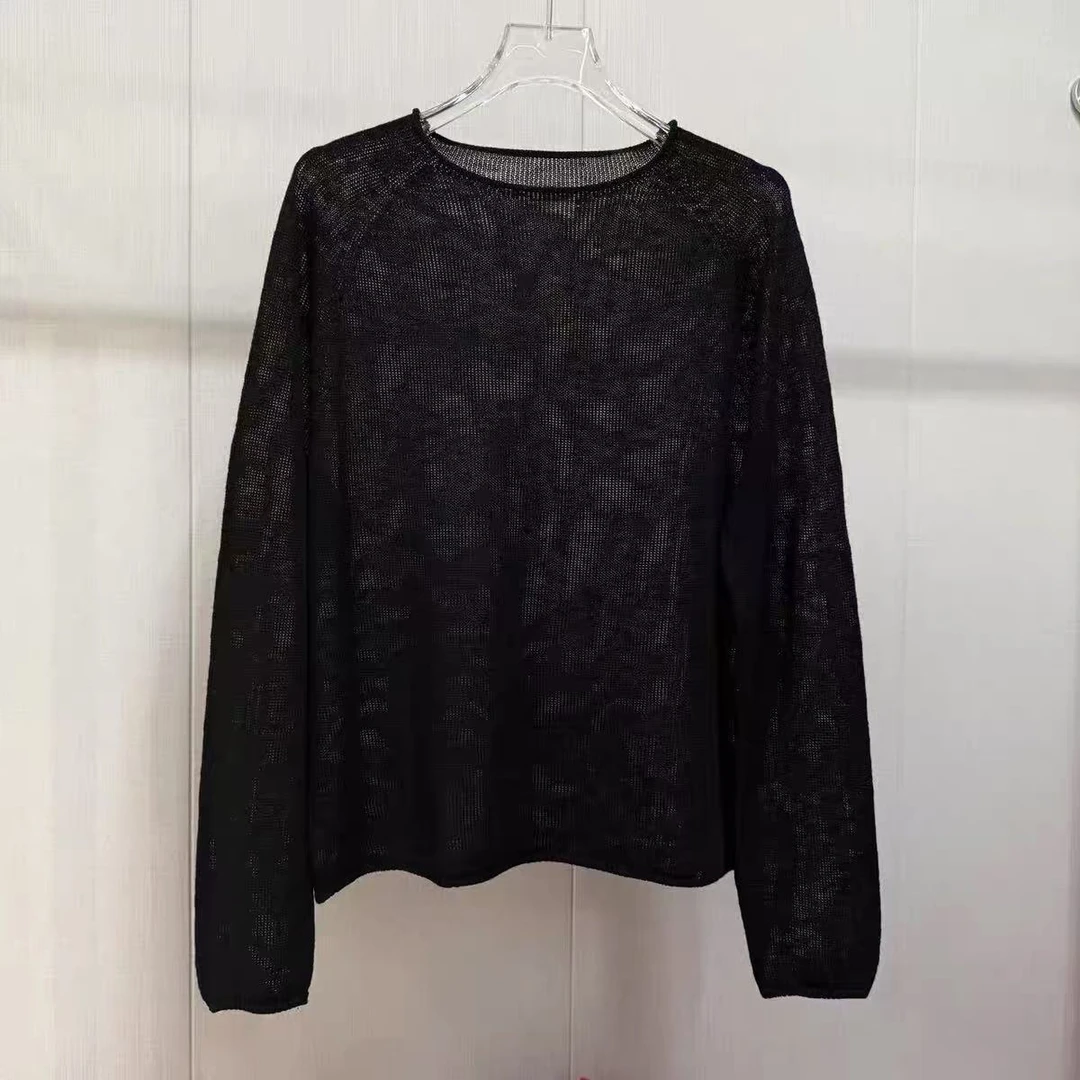 雾垂领/一色和纸简约高级感透气夏季针织套头61008