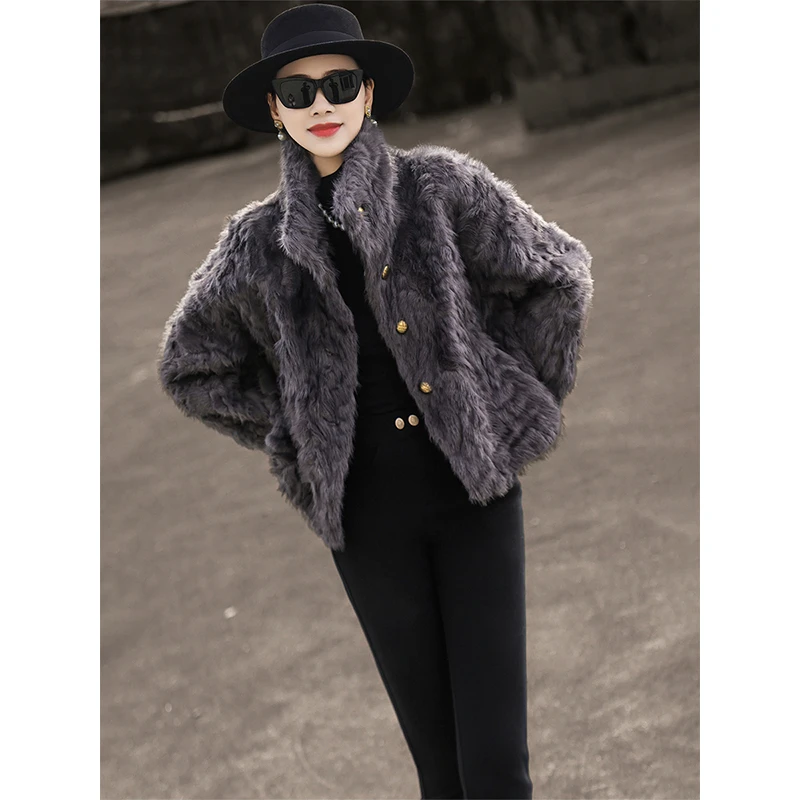 冬新款气质名媛复古仿皮毛一体毛毛短外套M4DE0383