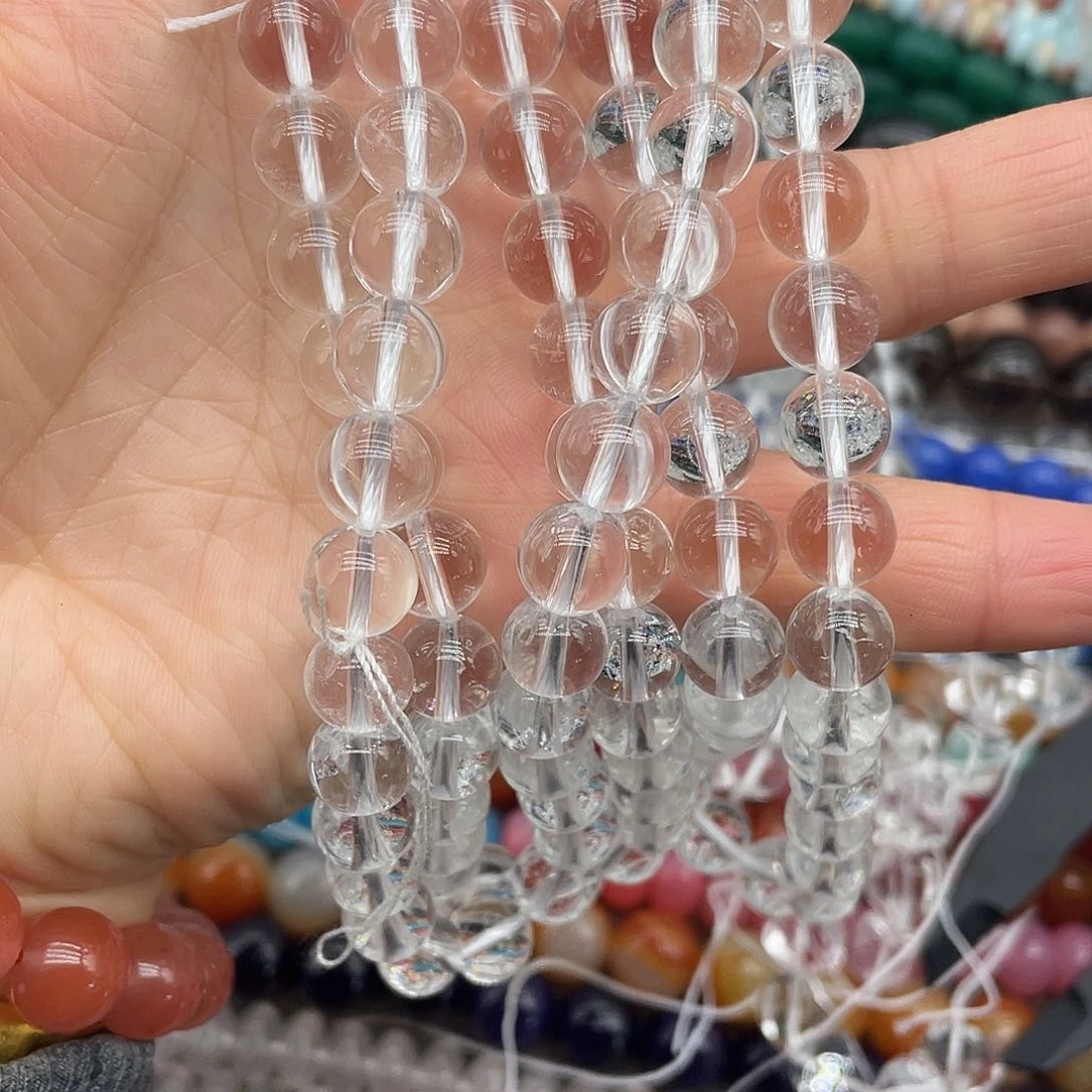 玛瑙/玉髓珠宝半成品未镶嵌白水晶9.5mm一条