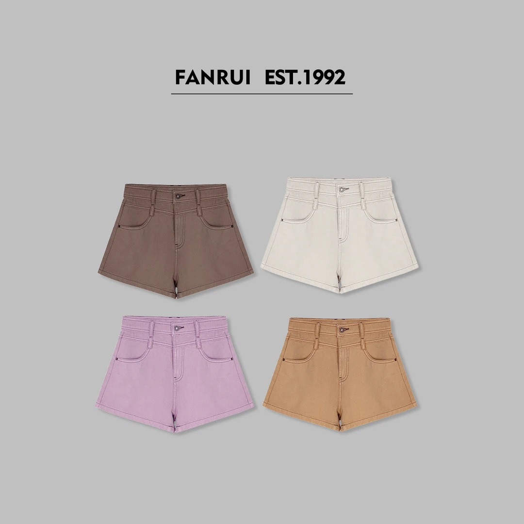 FANRUI/泛芮「西域旅行 」简约百搭设计感高腰牛仔短裤B9763