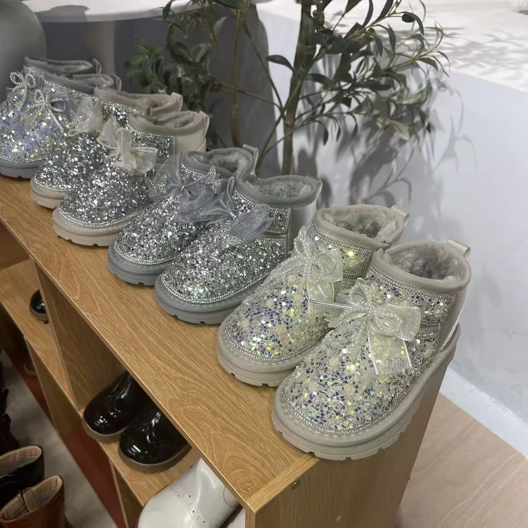 DuoReM冬季公主风NG1010休闲加厚女雪地靴短靴棉靴小童洋气防滑