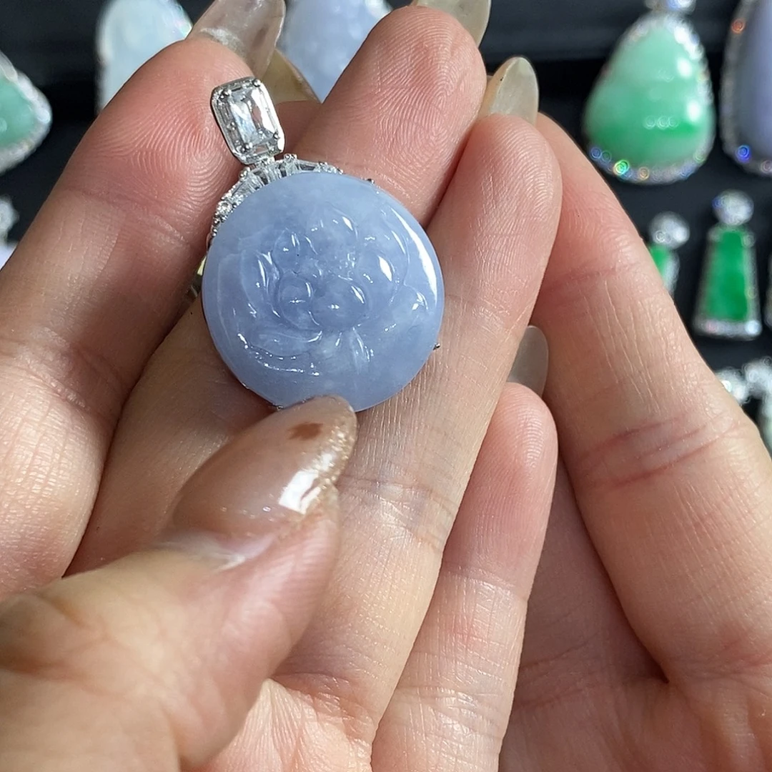 翡翠银S925镶嵌颈饰天然翡翠