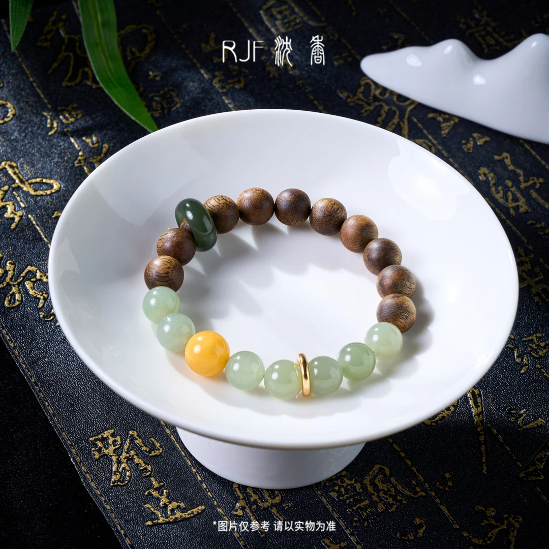 RJF 沉香【沉蜜】女款佛珠沉香单圈手串木质文玩组合手串收藏佳品