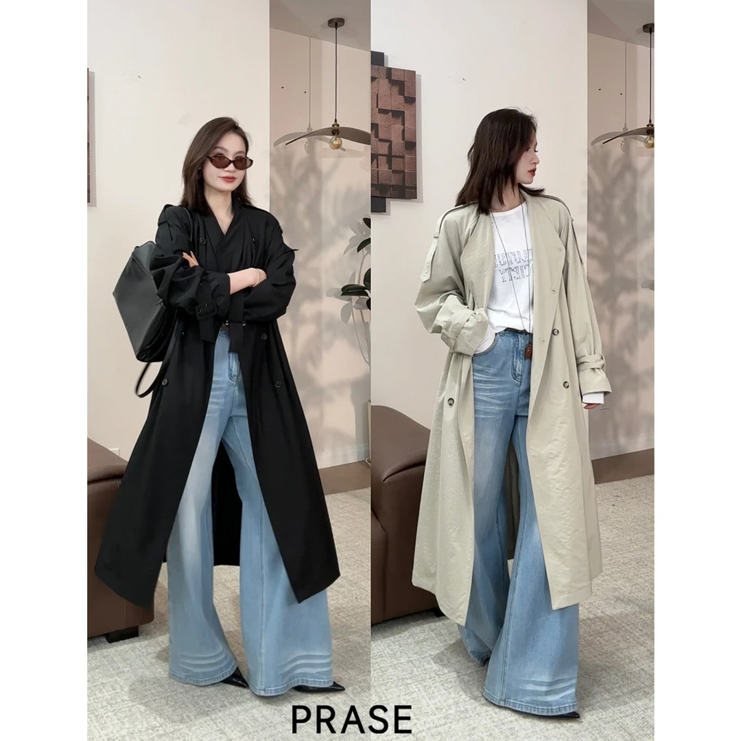 PRASE·噜【大女主】微胖轻奢设计款秋长款气质时尚风衣外套PR507B20