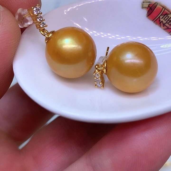 银S925镶嵌耳饰淡水珍珠