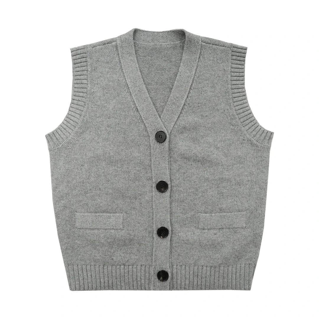 【可可专属】女装时尚百搭V领针织背心/21144