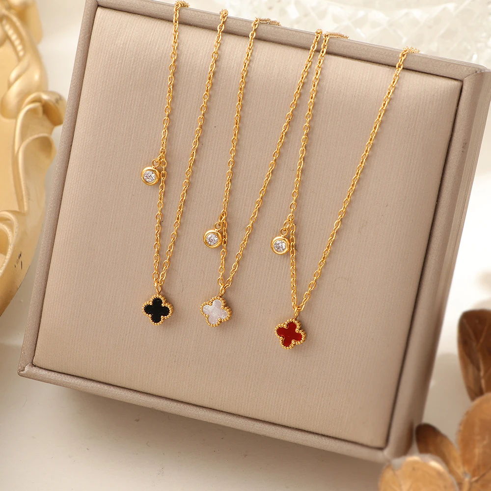 法式高级感精致四叶草项链小巧气质精致百搭锁骨链时尚气质小清新