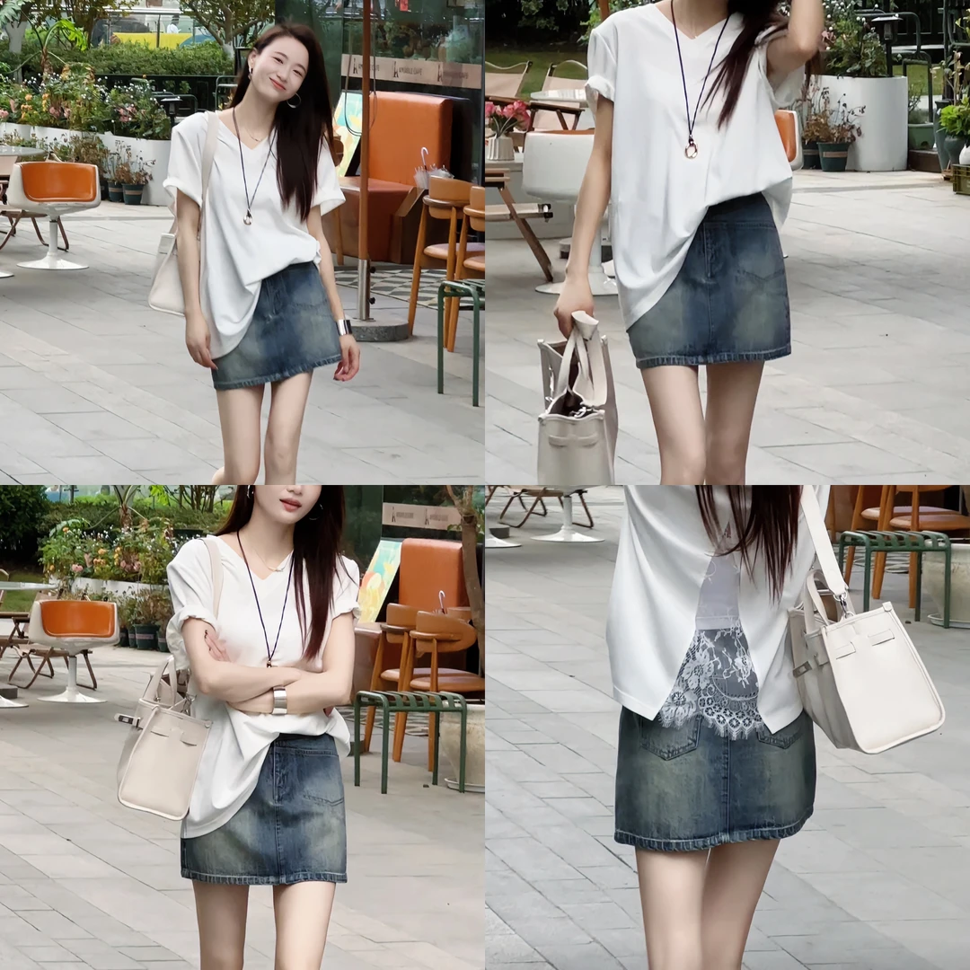 【亦瑶定制】恋夏/短裙 夏款高级时尚休闲高腰复古牛仔款5XQDX9202