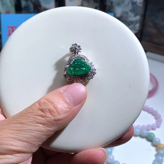 翡翠银S925镀金镶嵌颈饰26