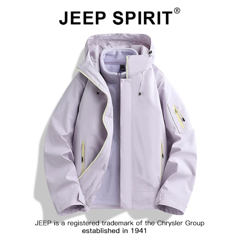 JEEPSPIRIT吉普冲锋衣超好看户外三合一两件套摇粒绒三防保暖夹克