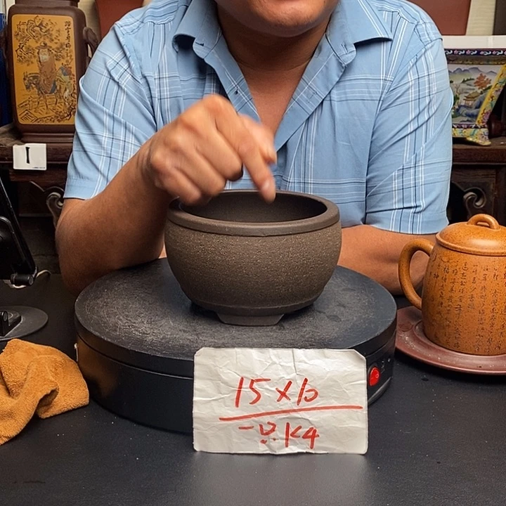 紫砂花盆货号一只KK4
