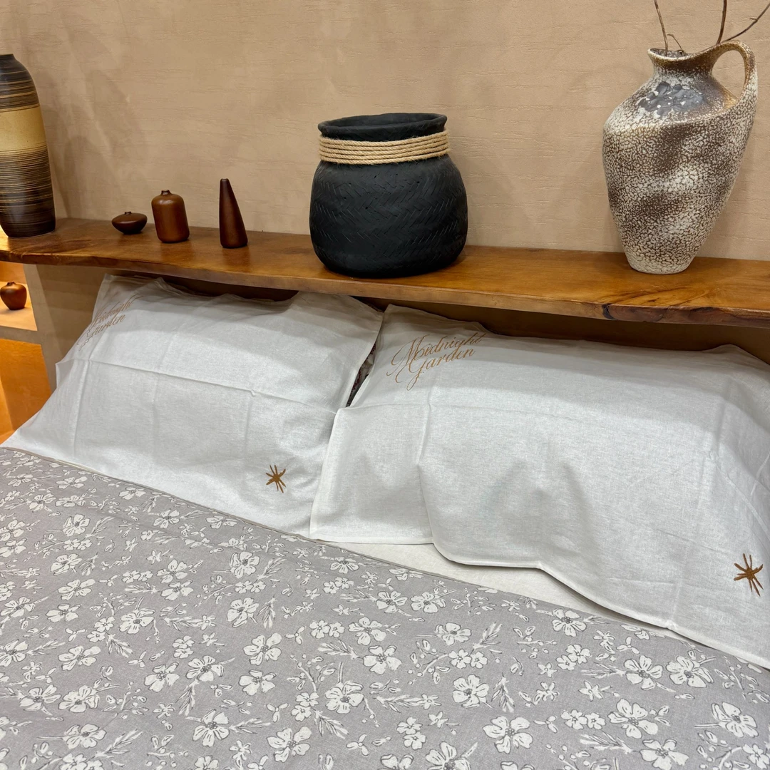 【麻代先生专属】亚麻白色9支刺绣枕巾