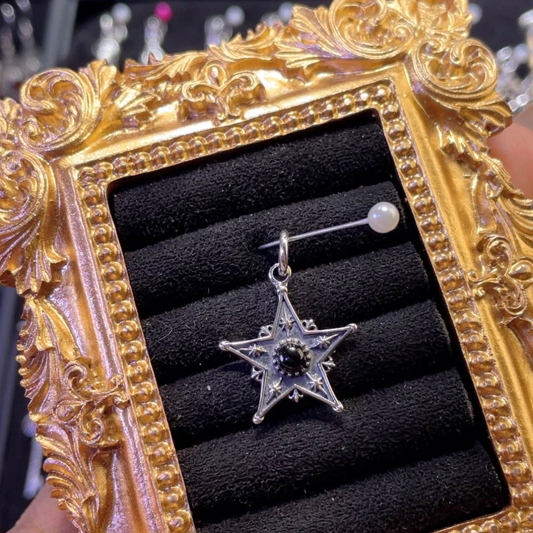 925银无星星花边吊坠