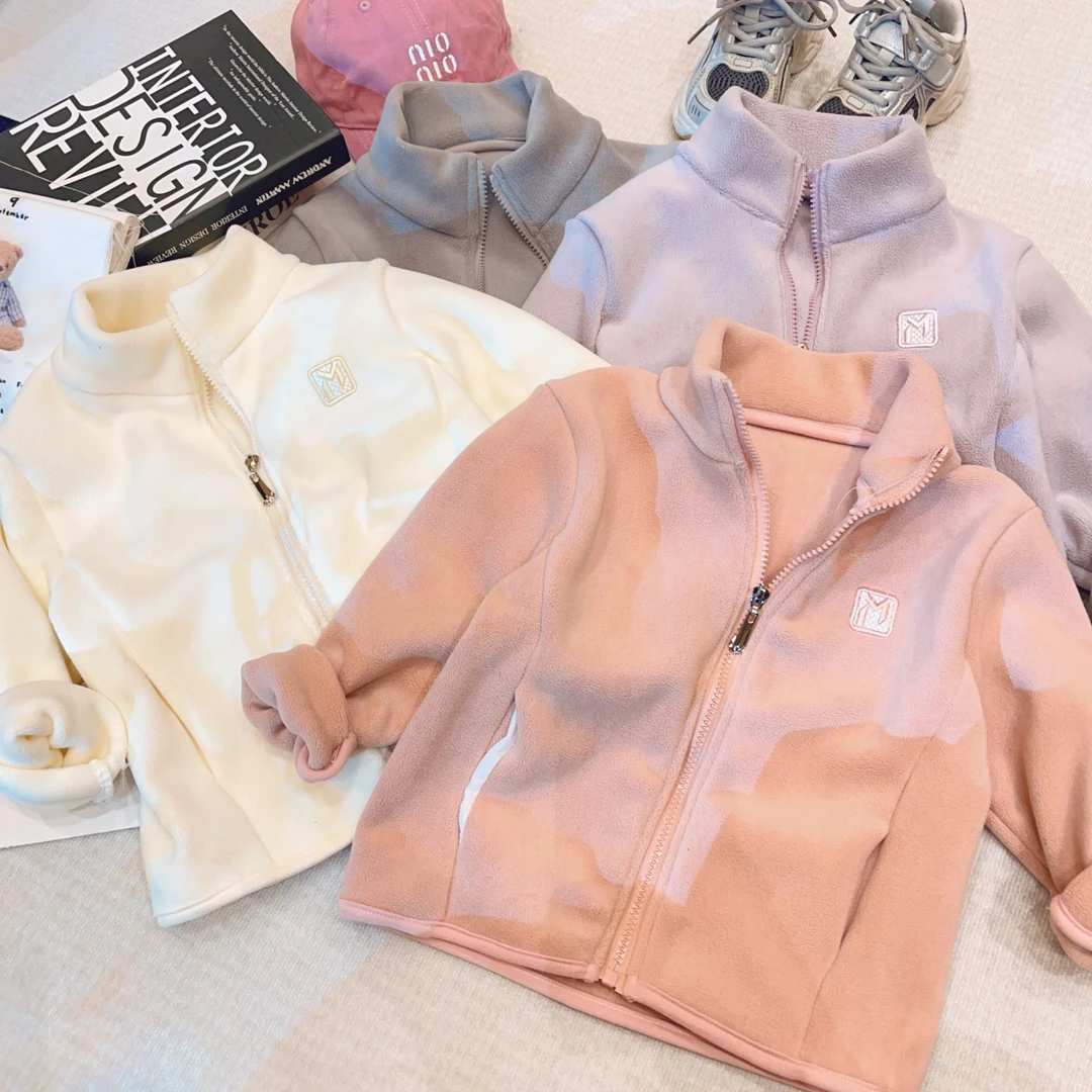 女童秋季新款奥粒绒外套洋气女宝宝拉链休闲百搭上衣