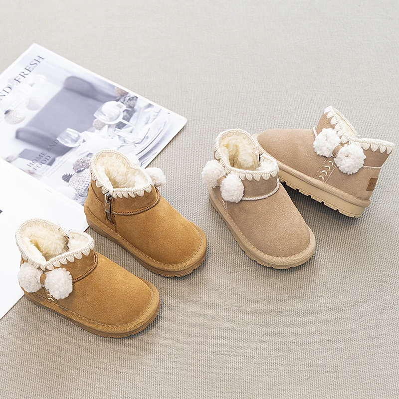 女童雪地靴2024冬新款儿童雪地棉加绒加厚大棉鞋时尚公主棉靴188