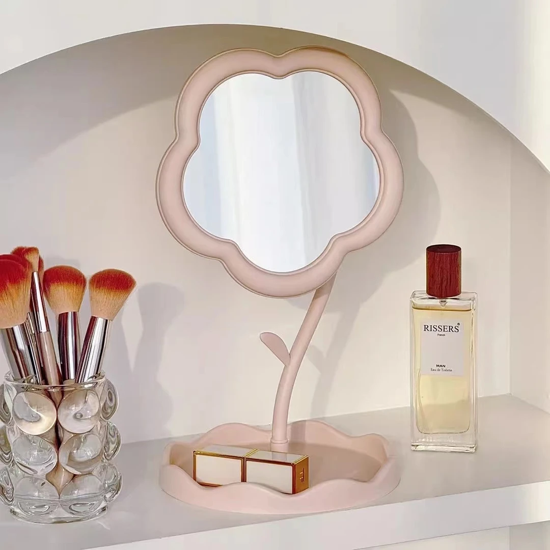 太阳花化妆镜少女心可旋转桌面台式梳妆镜学生宿舍便携补妆镜子