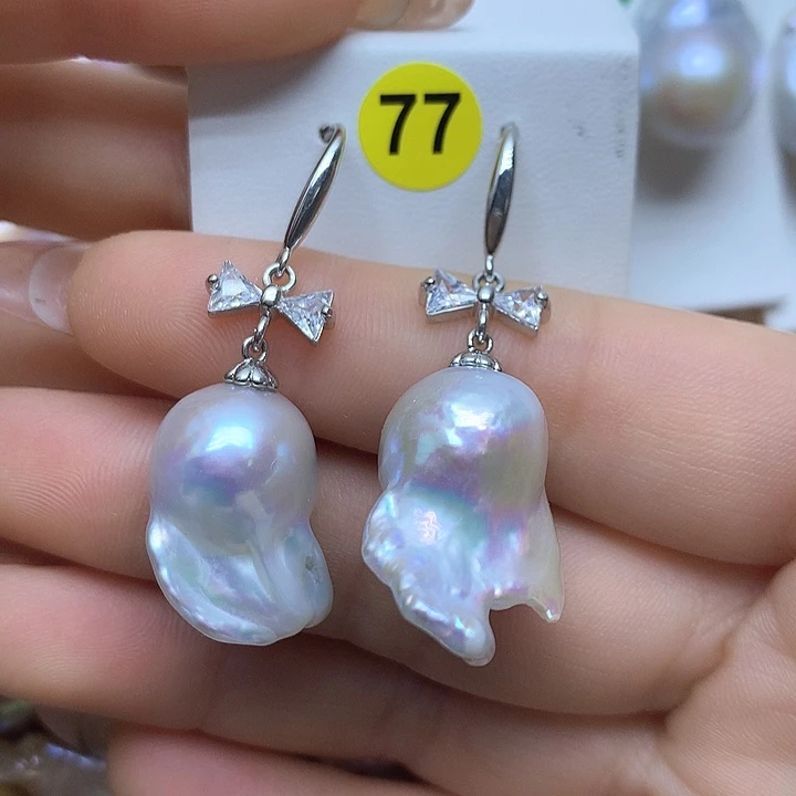 淡水珍珠耳饰银S925镶嵌