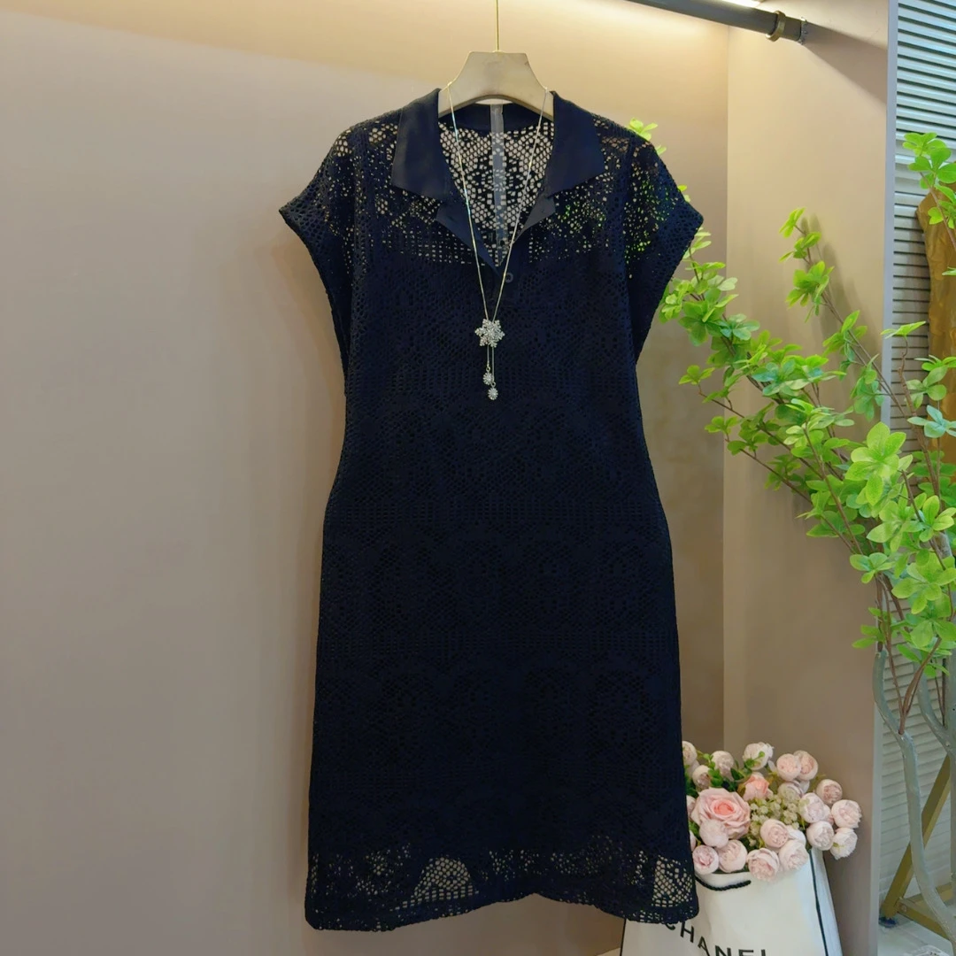 2025年夏季新款时尚气质镂空宽松百搭两件套连衣裙（长98左右）