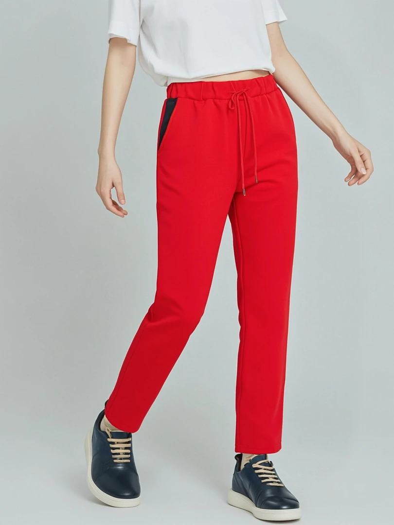 男女同款拼接设计感时尚直筒休闲裤春秋季百搭简约休闲卫裤1F488