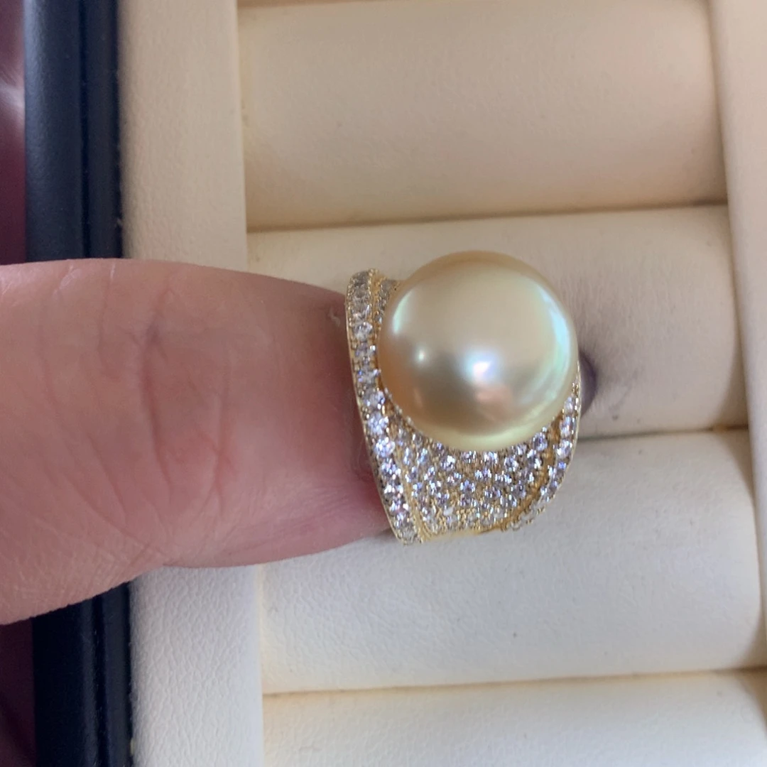 海水珍珠戒指银S925镶嵌