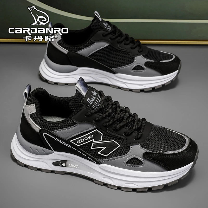 意大利卡丹路鞋子男夏季透气网面跑步运动鞋男百搭休闲旅游老爹鞋