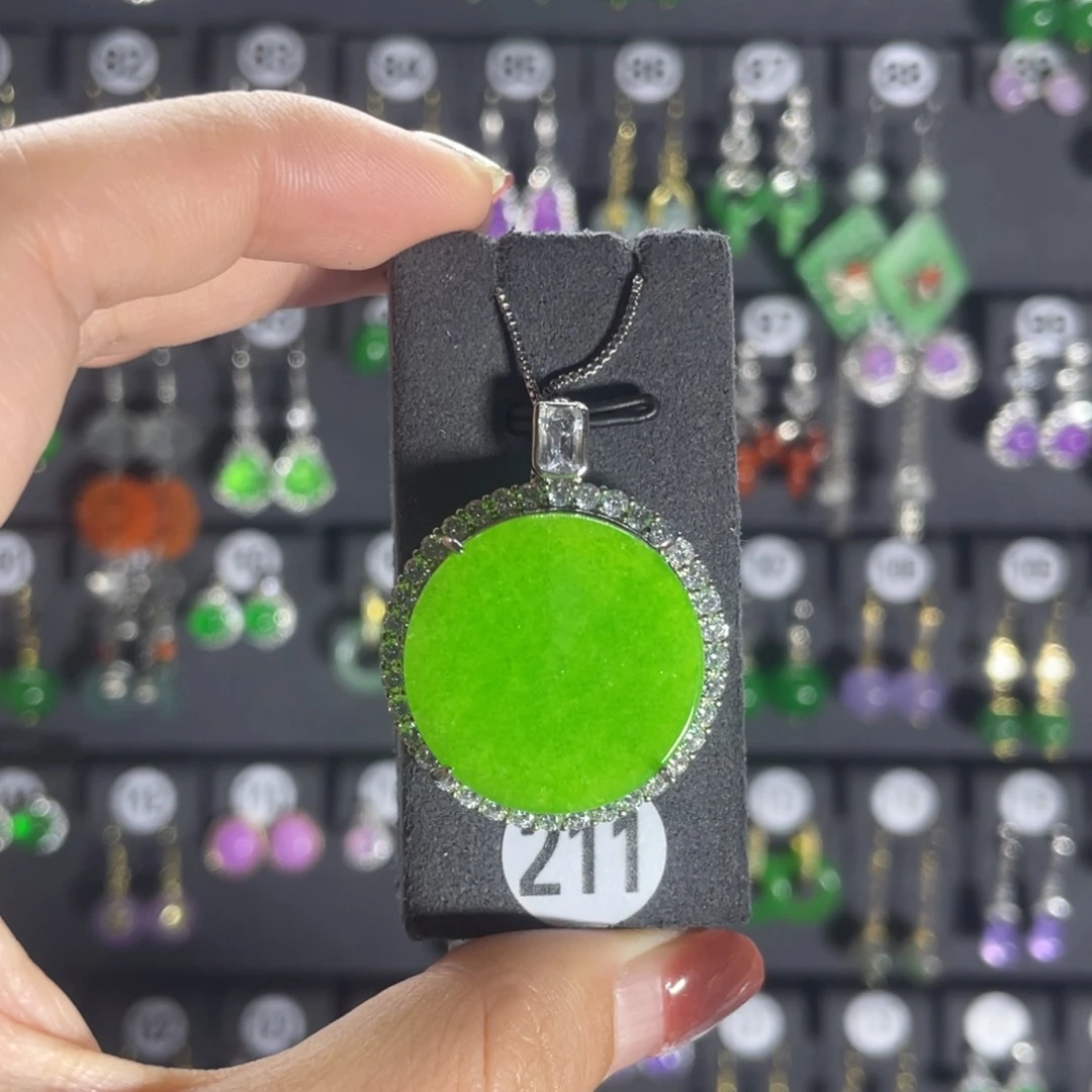 银S925镶嵌翡翠耳饰211