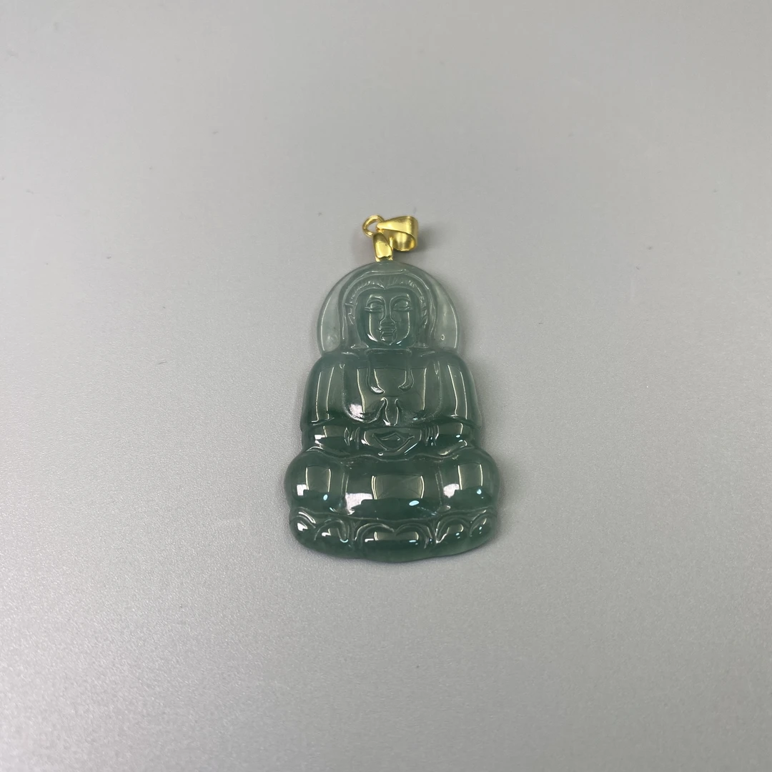 创汇时期冰种 翡 翠 雕观音菩萨像挂件益合/2501-233