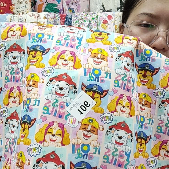 棉全棉卡通头像印花面料2米